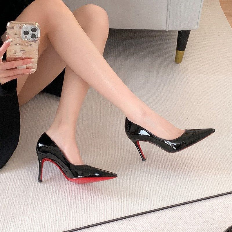 Wedding Temperament Black Thin Pointed Toe Sexy Heels
