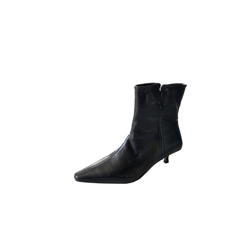 Tax-free Autumn Stiletto Fashion Low Ankle Women's Leather Boots