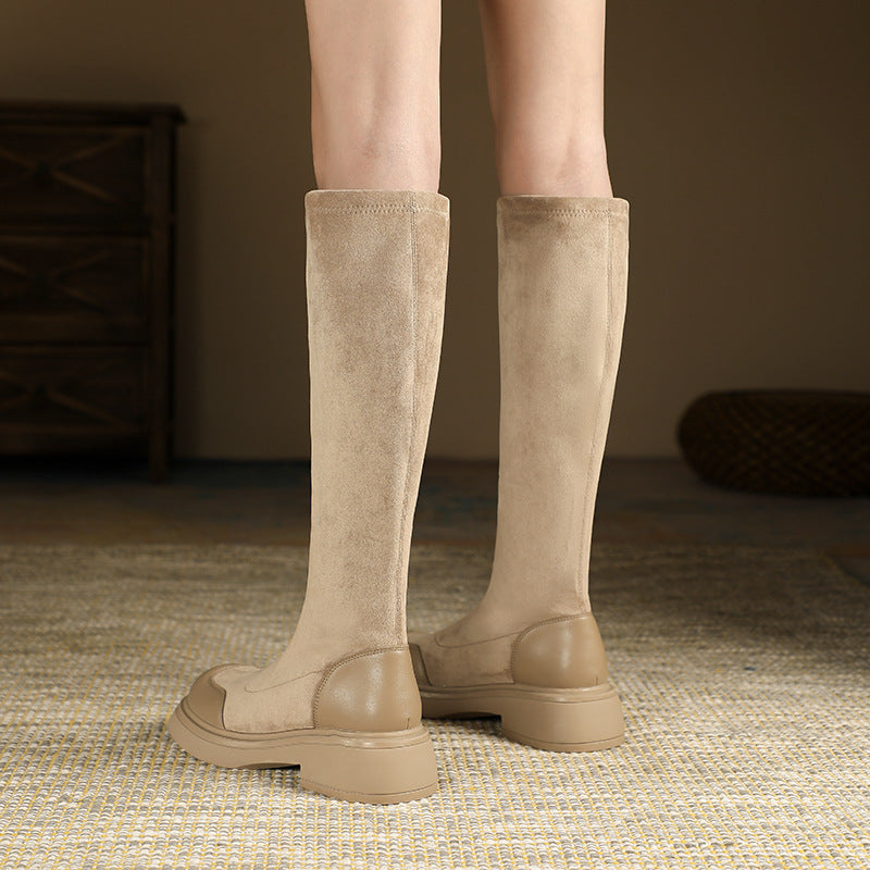 Women's Slimming Stretch Suede High Over The Knee Thick Bottom Small Boots