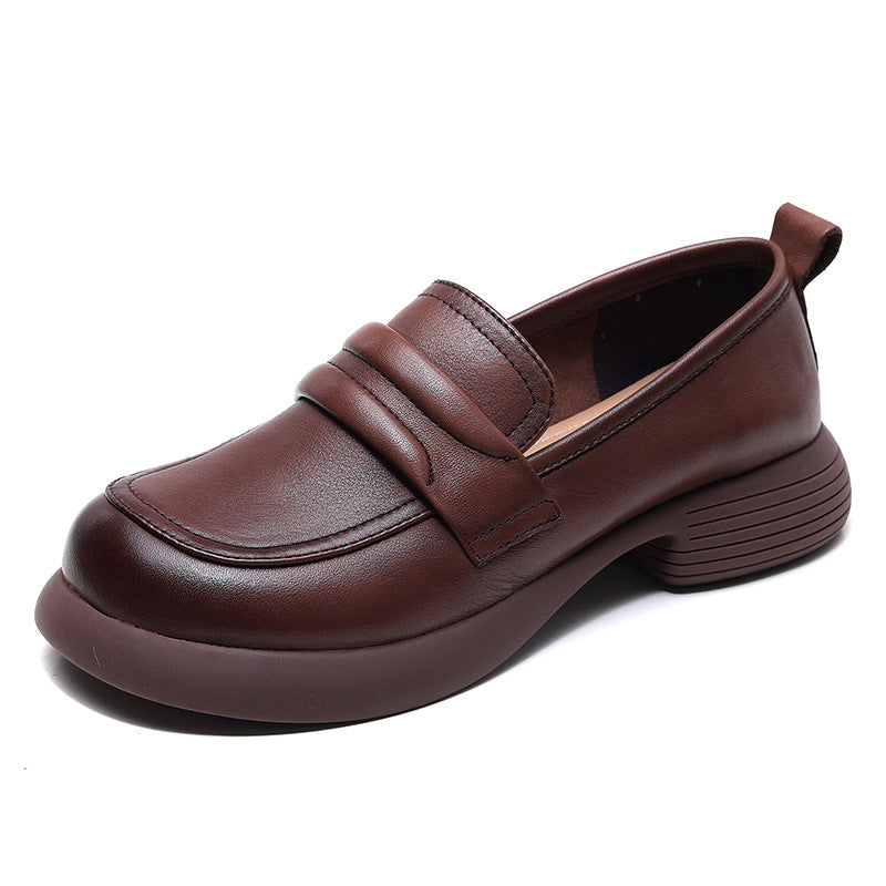Women's Cowhide Versatile Autumn Handmade Flat Soft Bottom Loafers