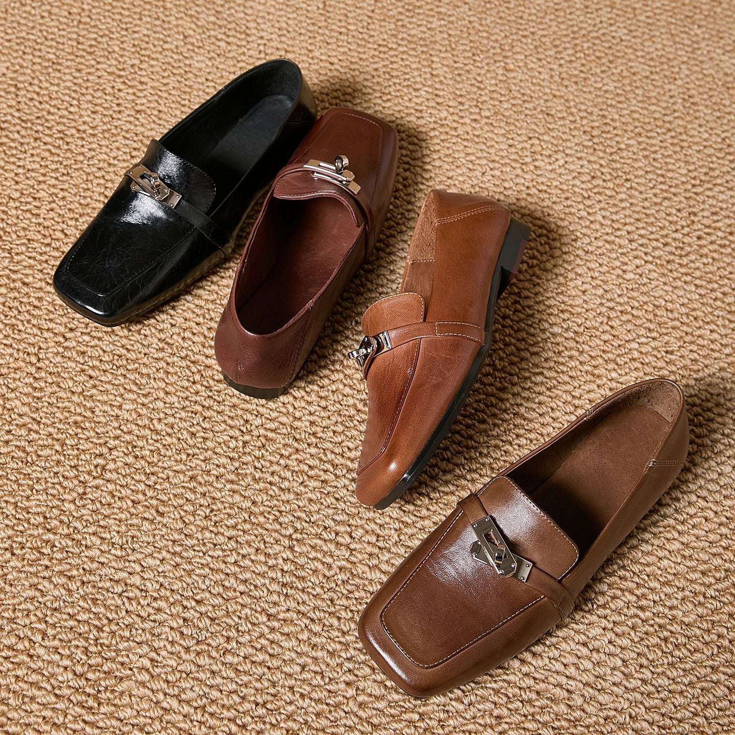 Texture Fashion Square Toe Slip-on Chunky Mid Solid Color Deep Women's Casual Shoes