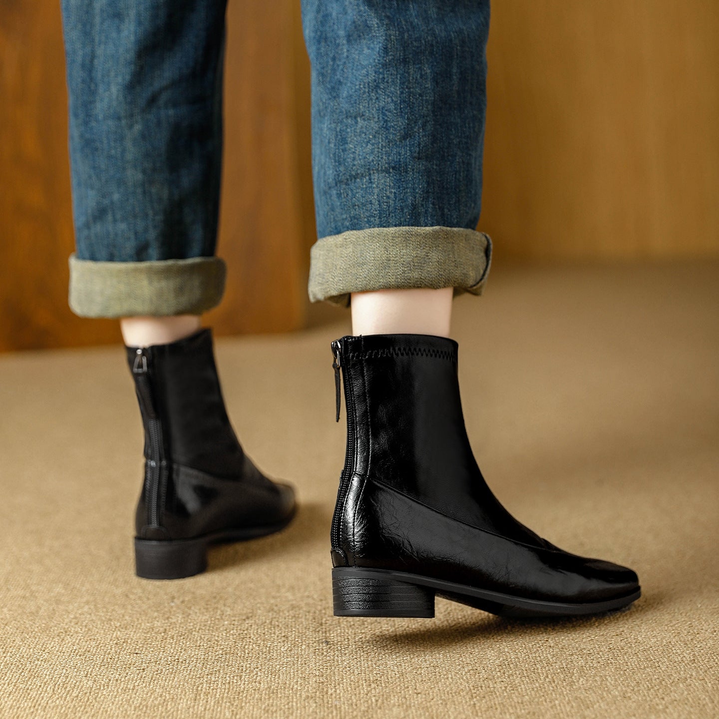 Women's Head Booties Autumn Thin Fashion Rear Zipper Boots