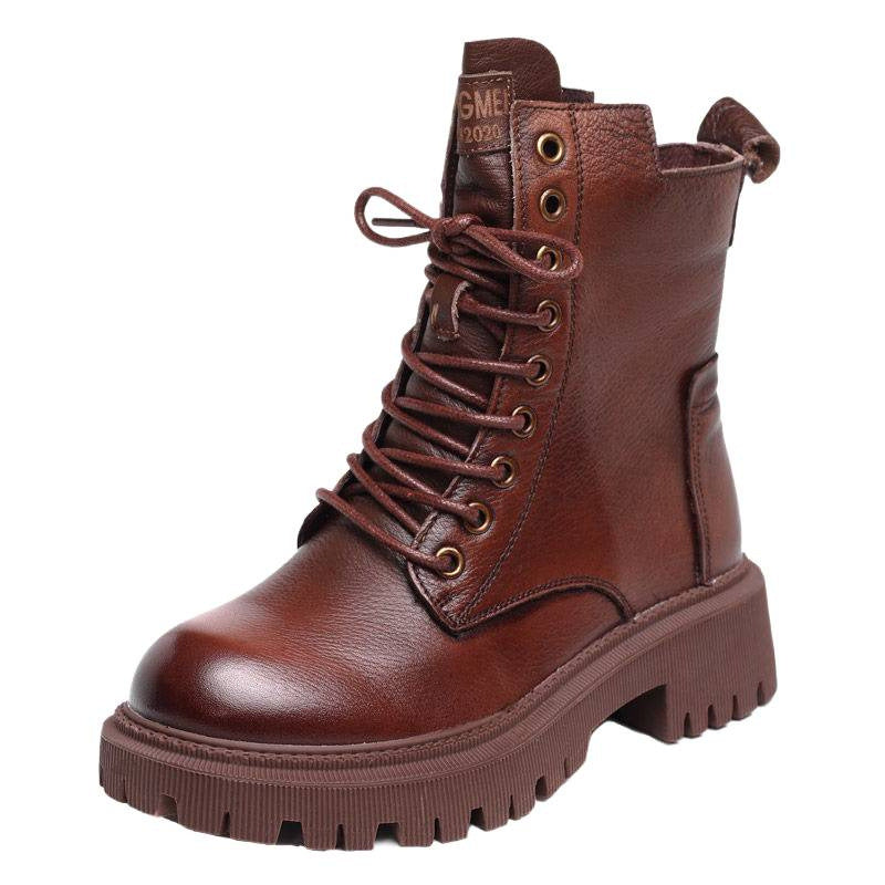 Men's Style Side Zip Platform Ankle Knight Women's Leather Boots