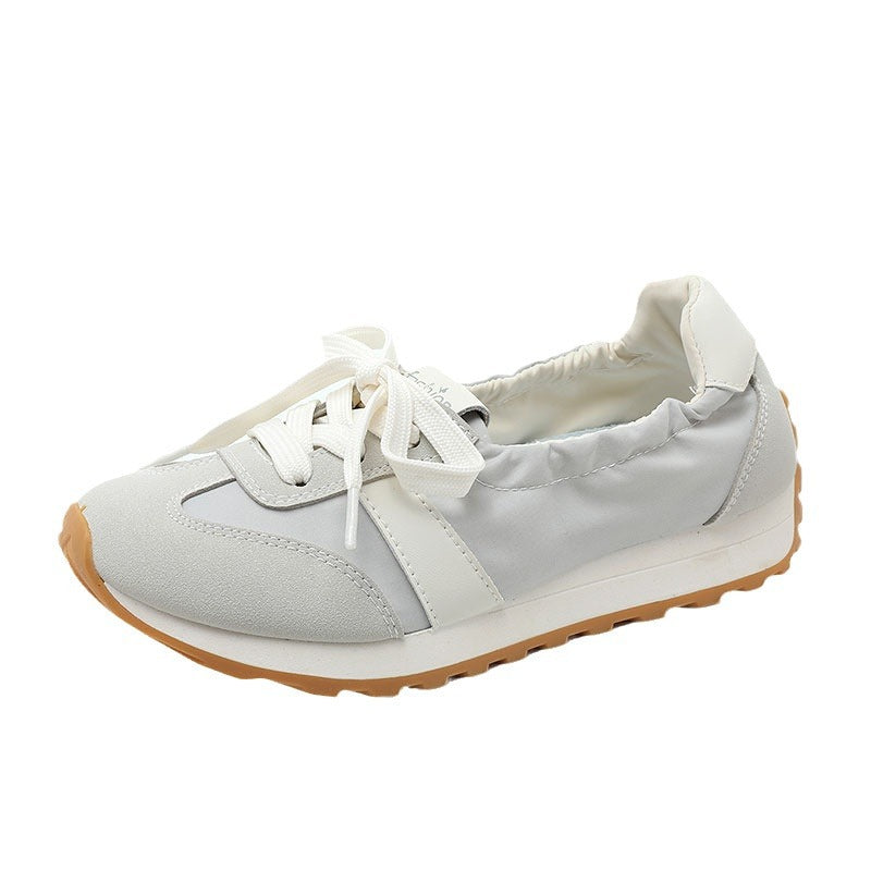 Women's White Platform Increased Round Toe Korean Casual Shoes