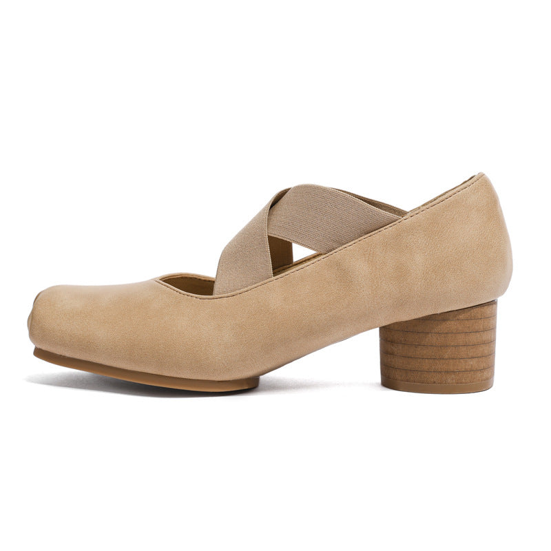 High Comfortable Soft Bottom Low-cut Cross Heels