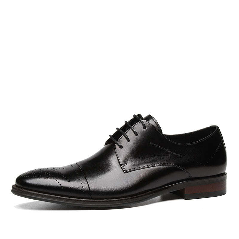 Men's Dress Three End Cutting Carved Groom Men's Business Leather Shoes
