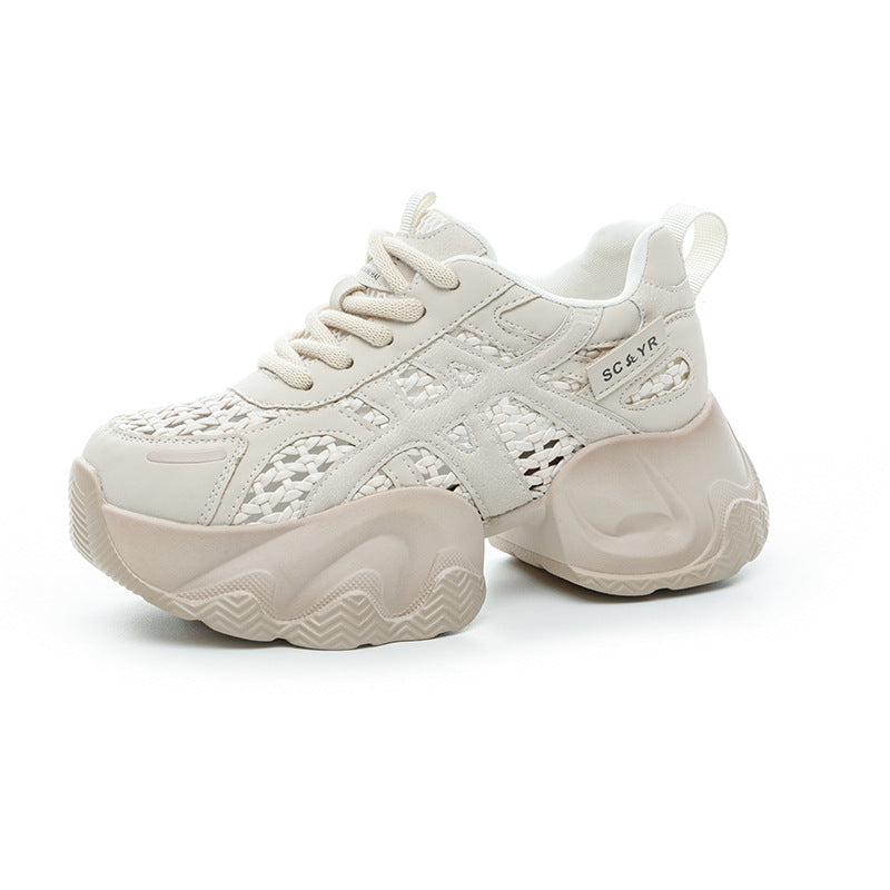 Women's Woven Mesh Summer Thick Bottom Height Increasing Insole Popular Women's Casual Shoes