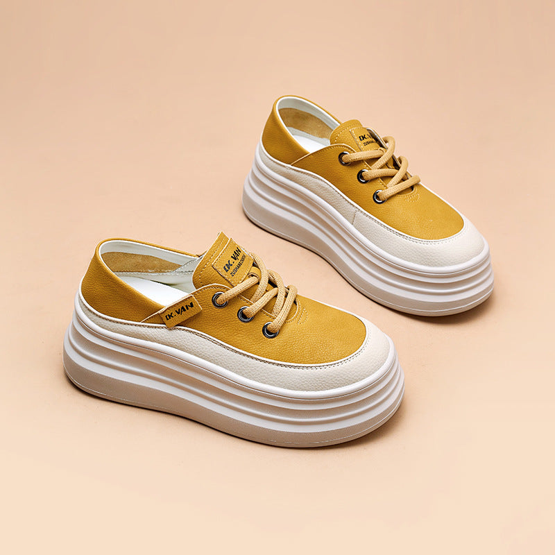 Women's Genuine Platform White Height Increasing Insole Casual Shoes