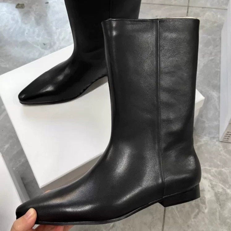 Women's Version Retro Simple Low Sleeve Skinny For Women's Leather Boots