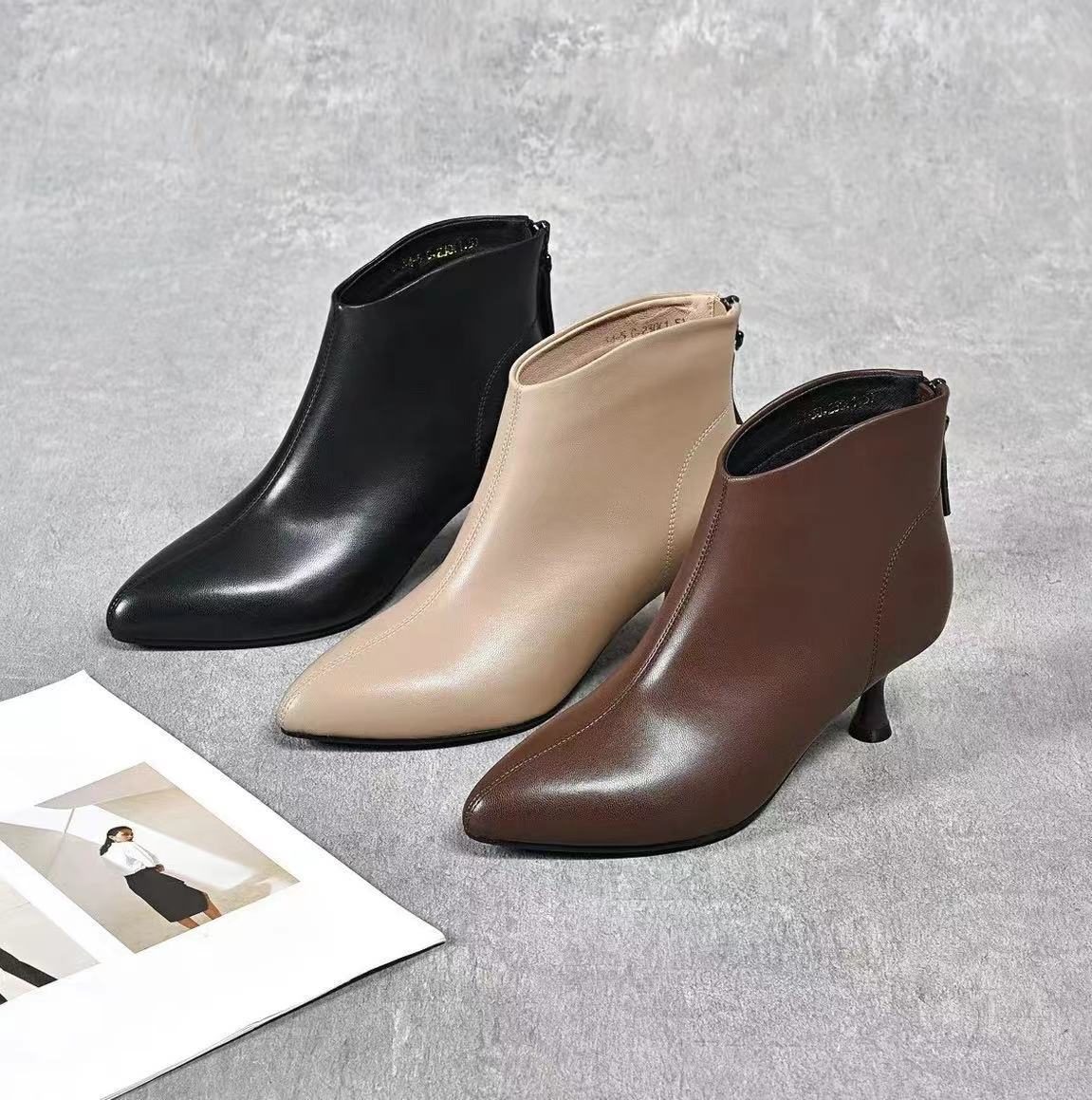 Women's Low Pointed Toe Mid Soft Fleece-lined Boots