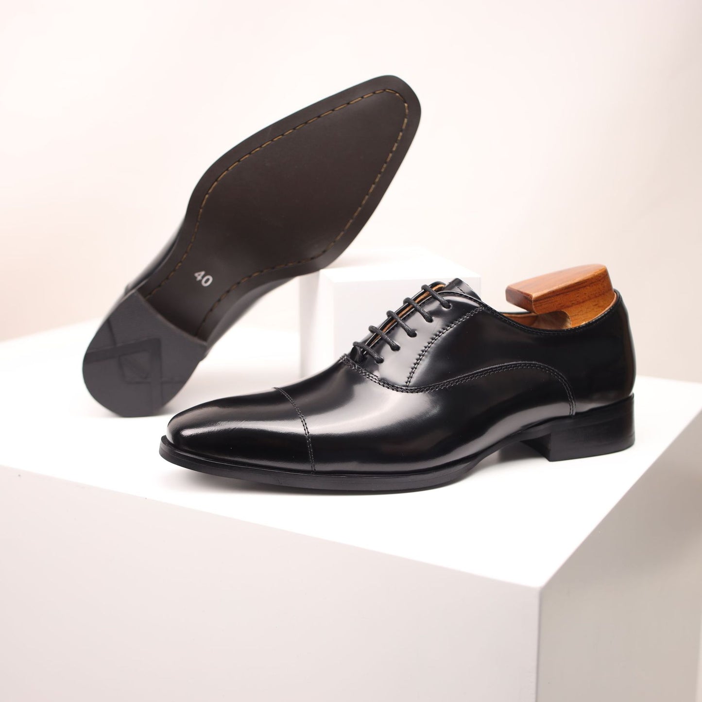 Men's Formal British Style Oxford Handmade Slit Beads Leather Shoes