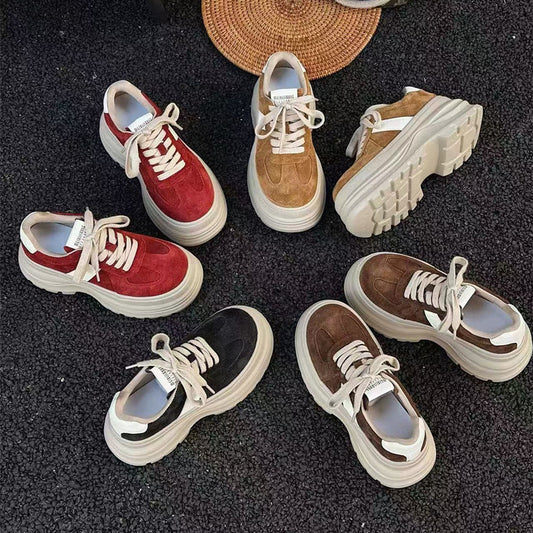 Women's Top Layer Frosted Autumn Comfortable Platform Elevator Women's Board Shoes
