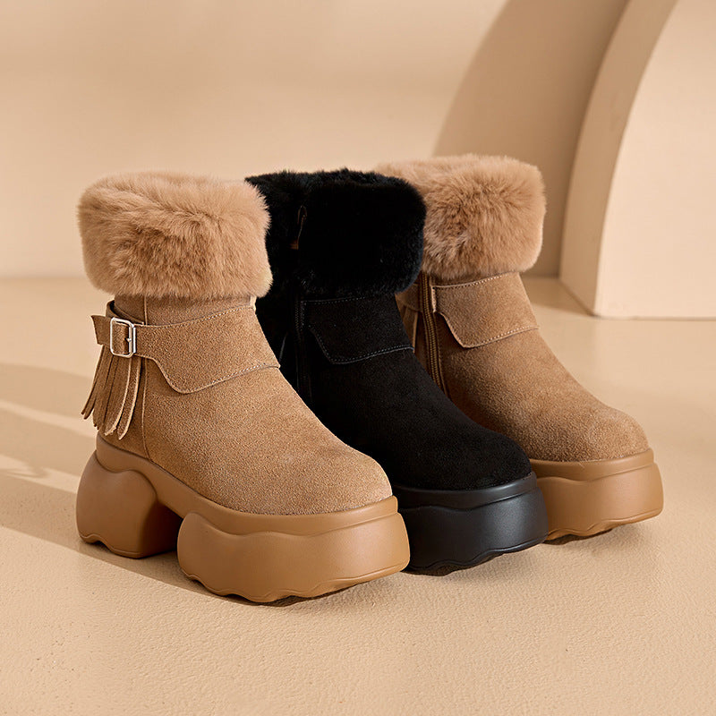 Women's Fur Thick Bottom Mulberry For Winter Short Boots