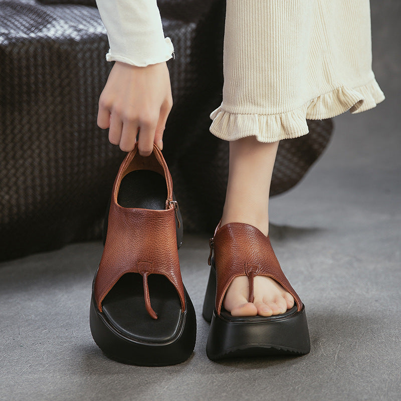 Women's Comfortable Height Increasing Toe Covering Fashion Street Side Women's Shoes
