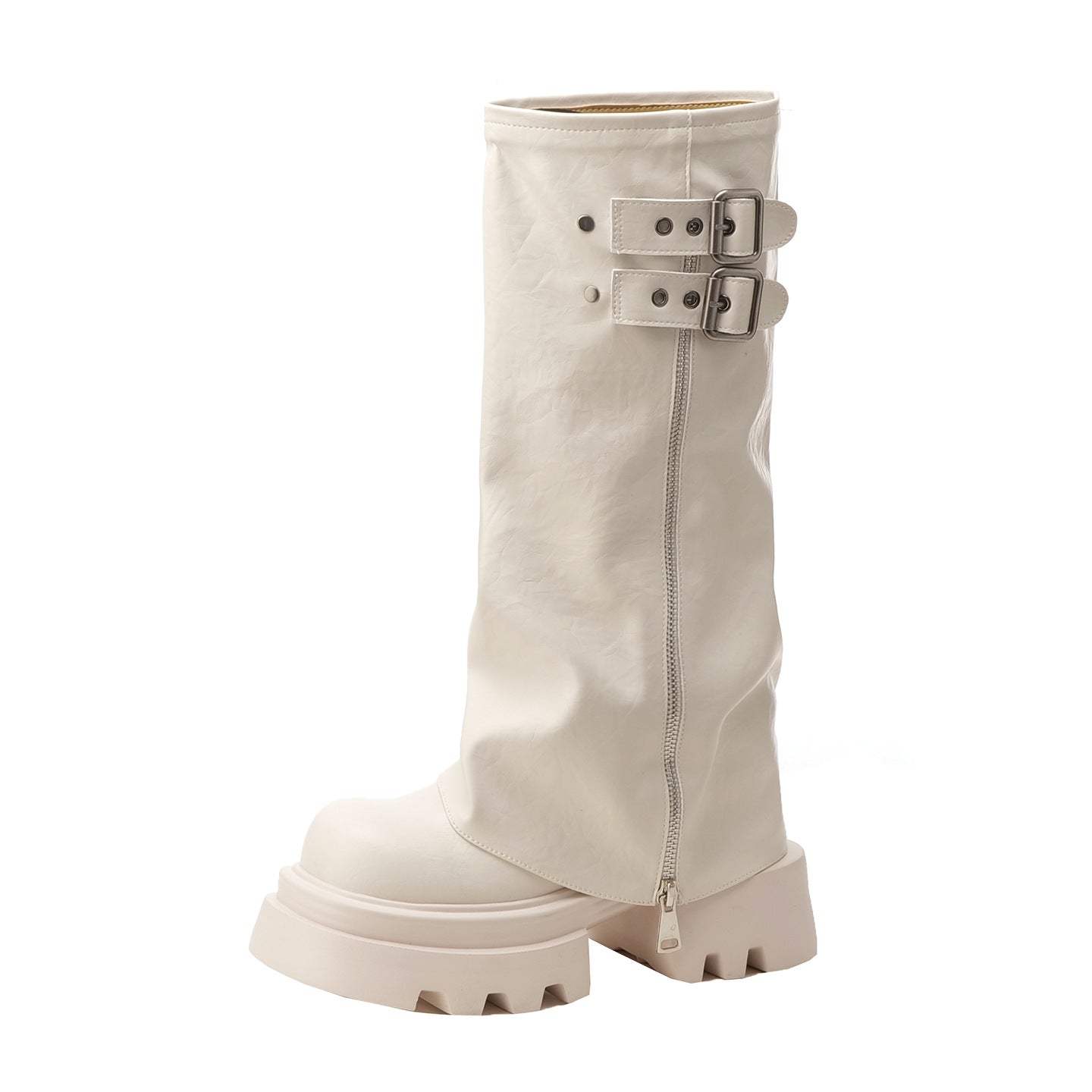 Women's Long Pants Chunky Below The Knee Knight Western Heels