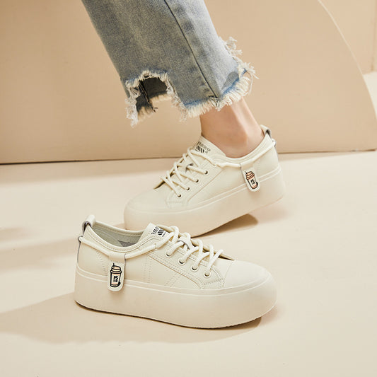 Women's Versatile Biscuit Shape Bread Milky Tea Casual Shoes