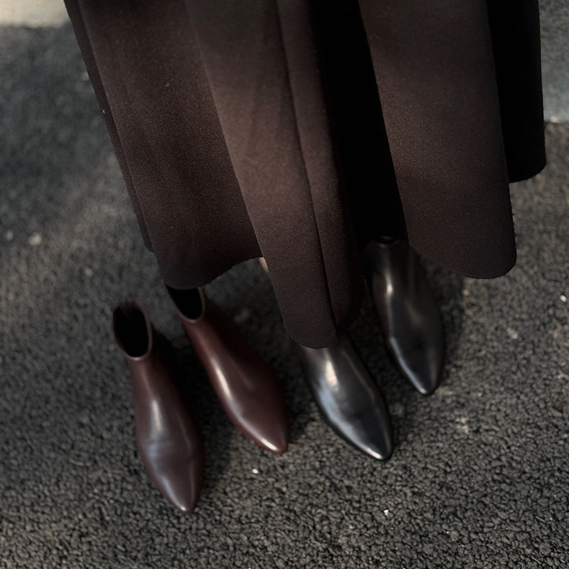 Pointed Ankle Vintage Zipper Genuine Basic Women's Fashion Shoes