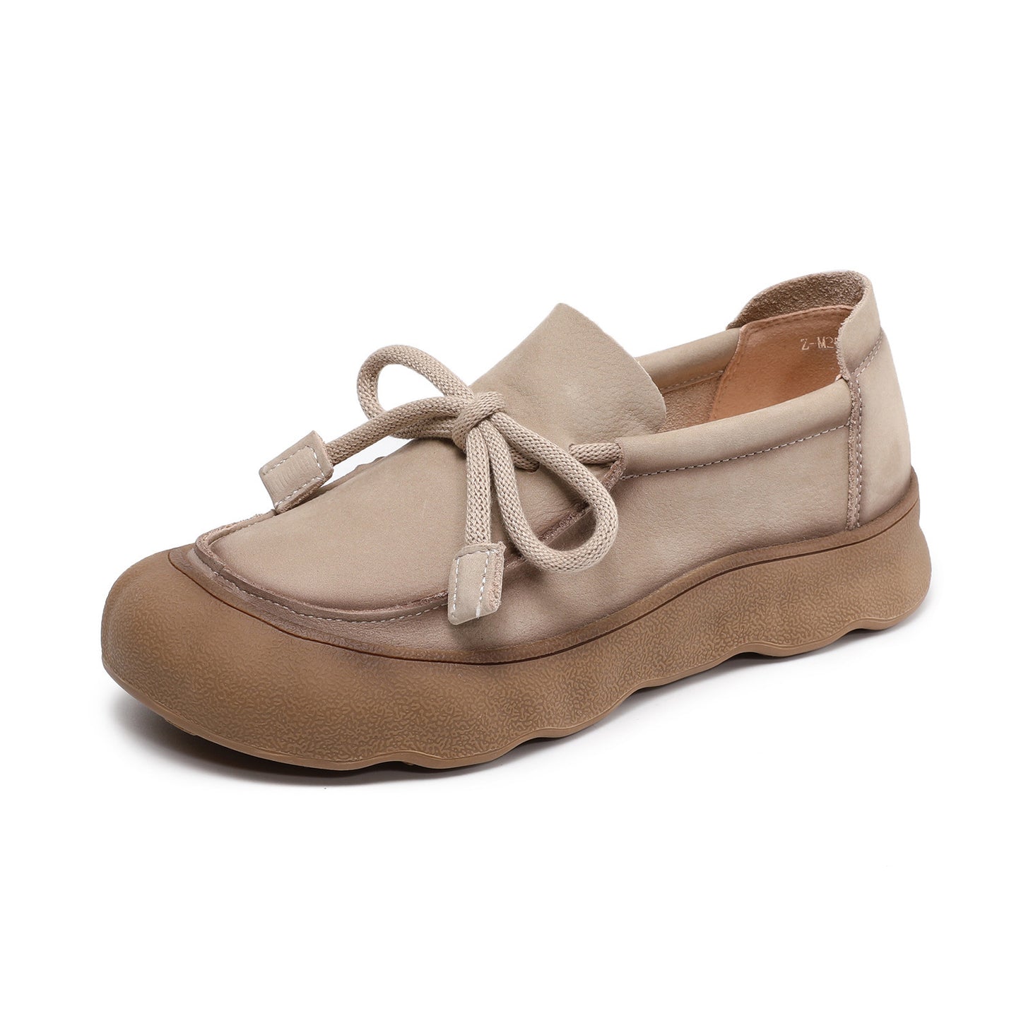 Women's Layer Cowhide Retro Lace Up Autumn Round Toe Soft Bottom Women's Casual Shoes