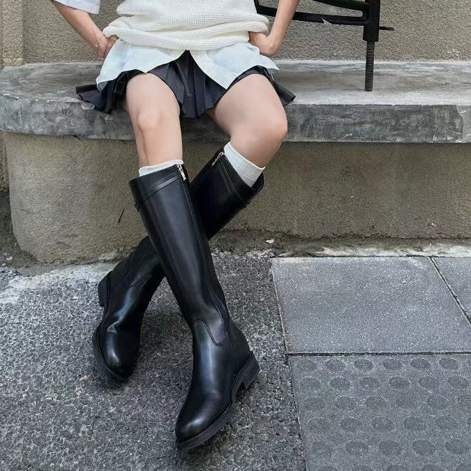 Version Knight British Style Female Platform Women's Leather Boots