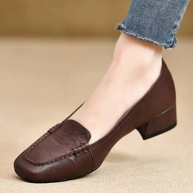 Retro Genuine French Mid British Style Leather Shoes