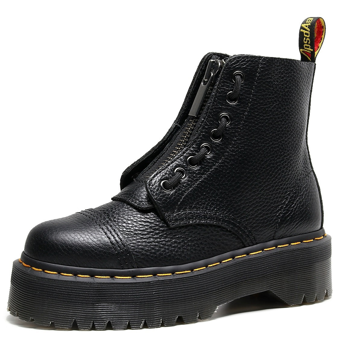 Two-way Platform Motorcycle Front Zipper Top Layer Lychee Boots