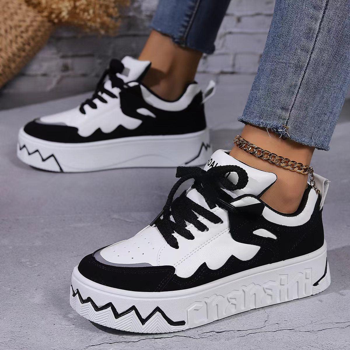 Women's Denim Color Matching Bread American National Fashion Sneakers