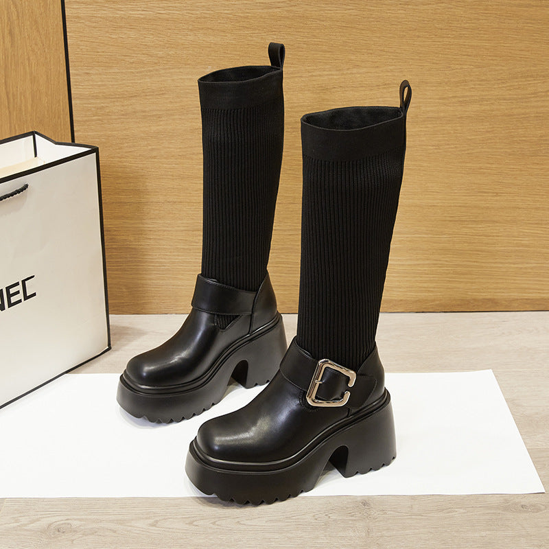 Women's Small Thin Springy Thigh Sleeve Thick Boots