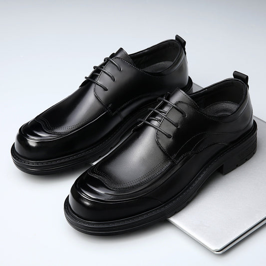 Men's Top Layer Cowhide Grain Breathable Business Formal Wear Genuine Leather Shoes