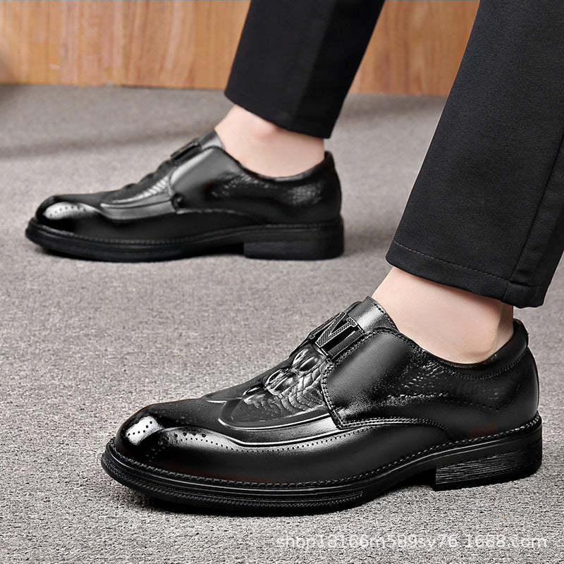Men's Formal British Style Carved Genuine Cattlehide Men's Business Leather Shoes