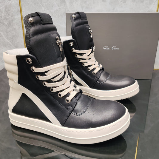 Women's & Men's Black Classic Inverted Triangle Versatile Genuine Platform Men's Board Shoes