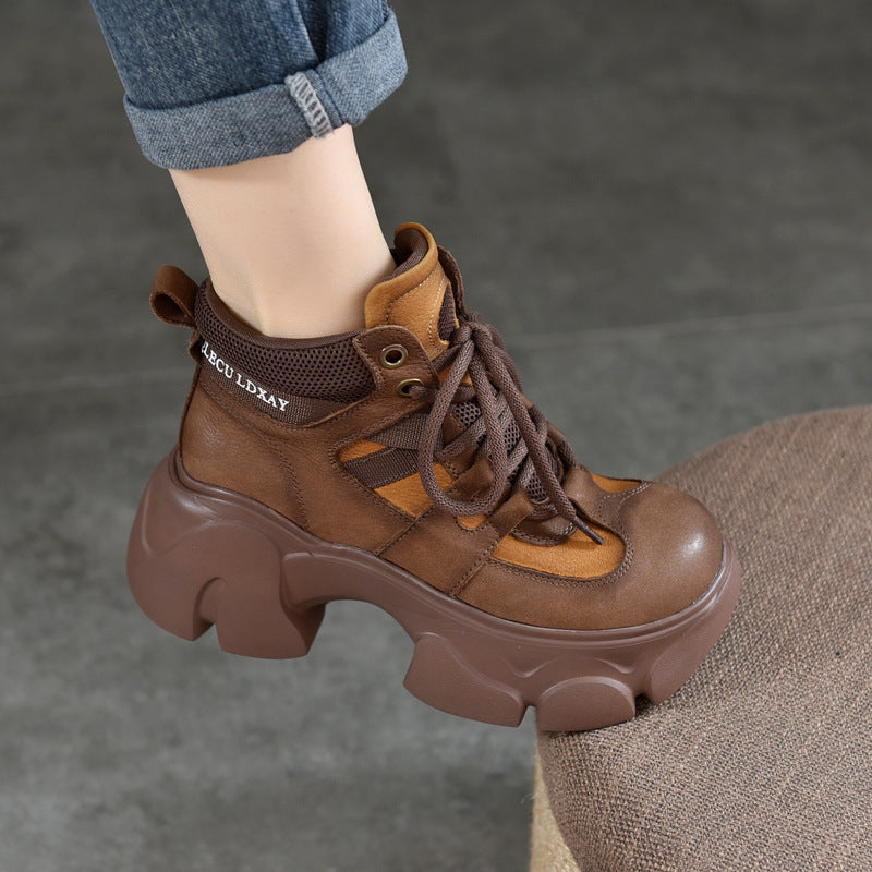 Women's Thick-soled Top Layer Martin With Cowhide Women's Leather Boots