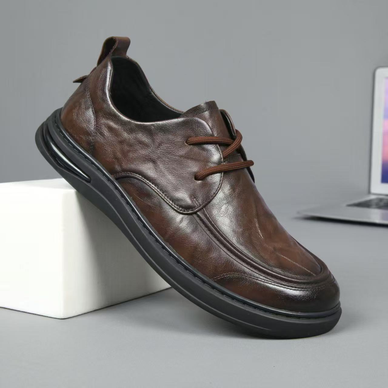 Men's Autumn First Layer Cowhide Business Platform Men's Casual Leather Shoes