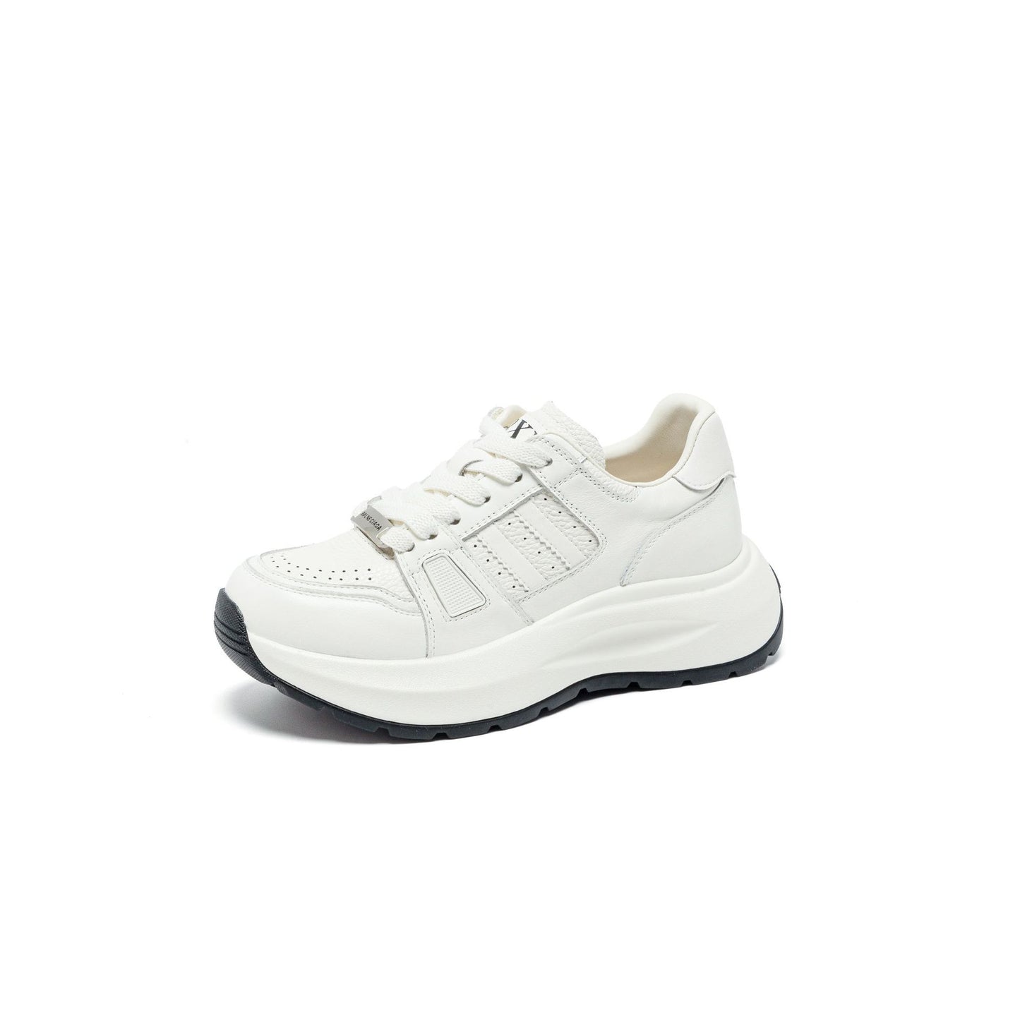 Women's Top Layer Cowhide Platform White Height Increasing Sports Women's Casual Shoes
