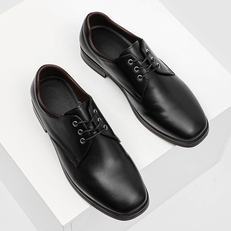 Men's Increasing Insole Green Derby British Style Business Formal Men's Casual Leather Shoes