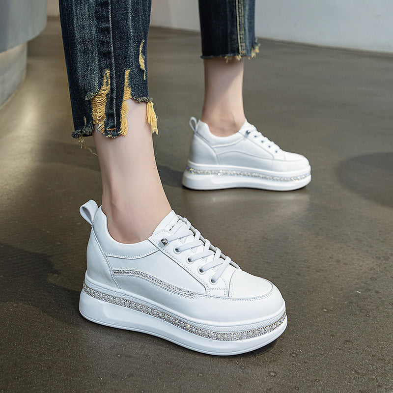Women's White Slip-on Autumn Platform Lightweight Small Casual Shoes
