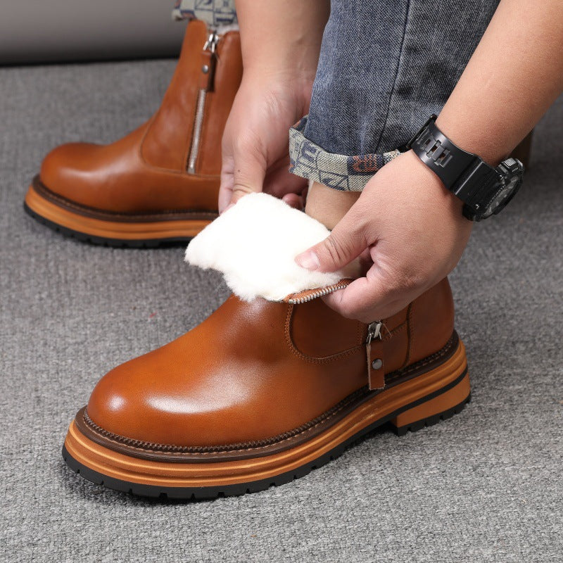 Men's Northeast Fashion Wool Slip-on Outdoor Platform Snow Boots