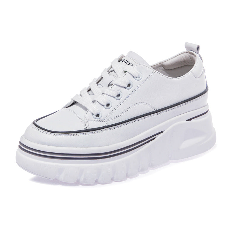 Women's White Spring Height Increasing Insole Genuine Sports Muffin Women's Shoes