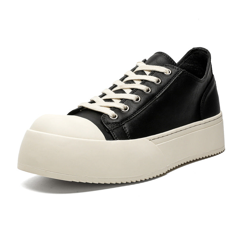 Men's White Thick Sole Increased British Style Derby Big Men's Board Shoes