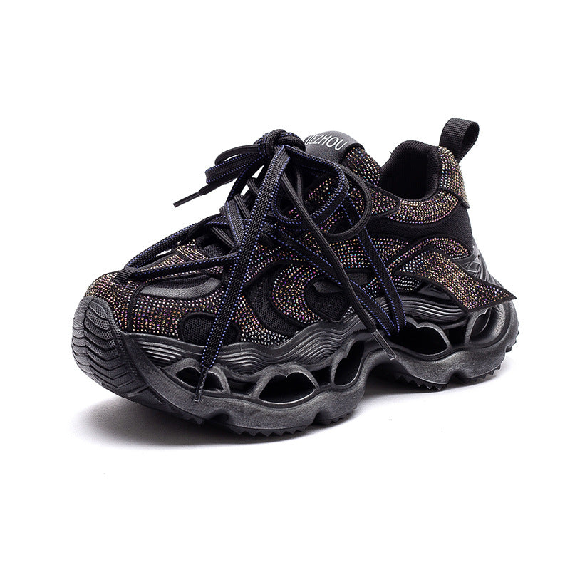 Women's Shu Fashion Rhinestone Muffin Dad Distressed Men's Shoes