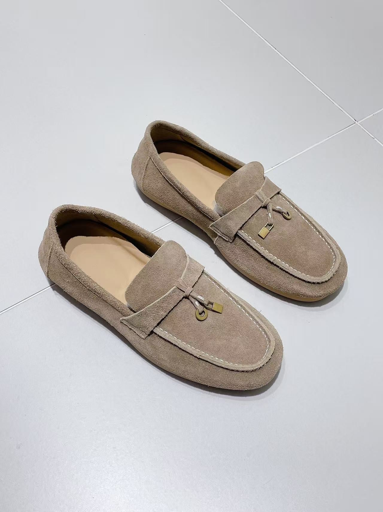 Spring French Style British Cow Split Retro Easy Matching Flat Women's Casual Shoes