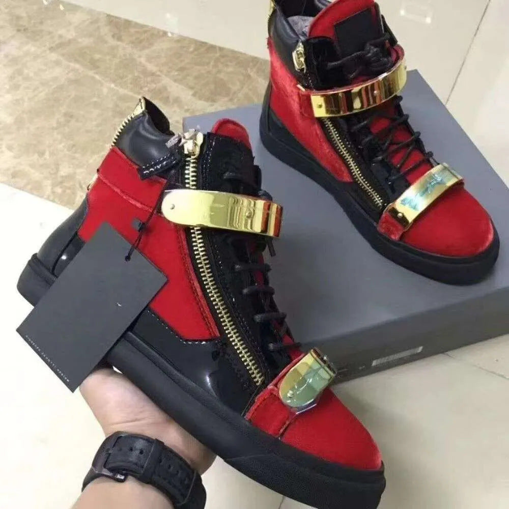 Board High Version Trendy Double Zipper Design Genuine Sneakers