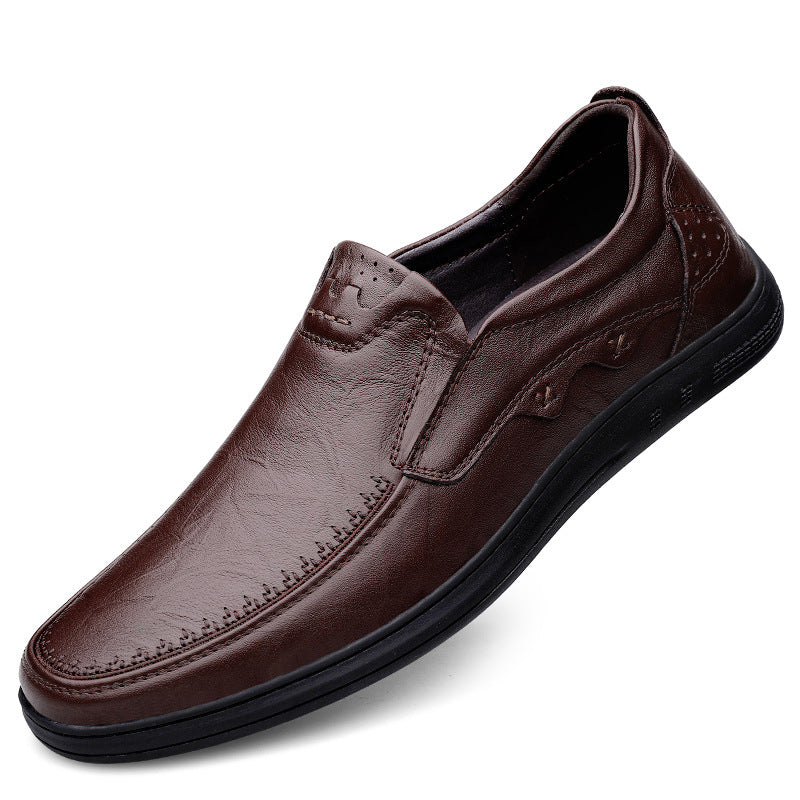Men's Slip-on Top Layer Cowhide Soft Bottom Men's Casual Leather Shoes