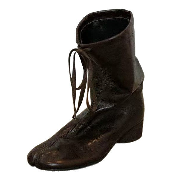 Women's Sheepskin Version Wide Tube Split Toe Trotter Boots