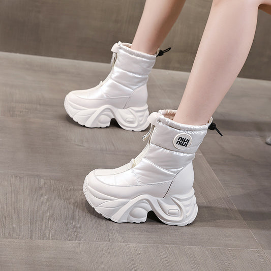 Thick Bottom Height Increasing Insole Fleece-lined Snow Boots