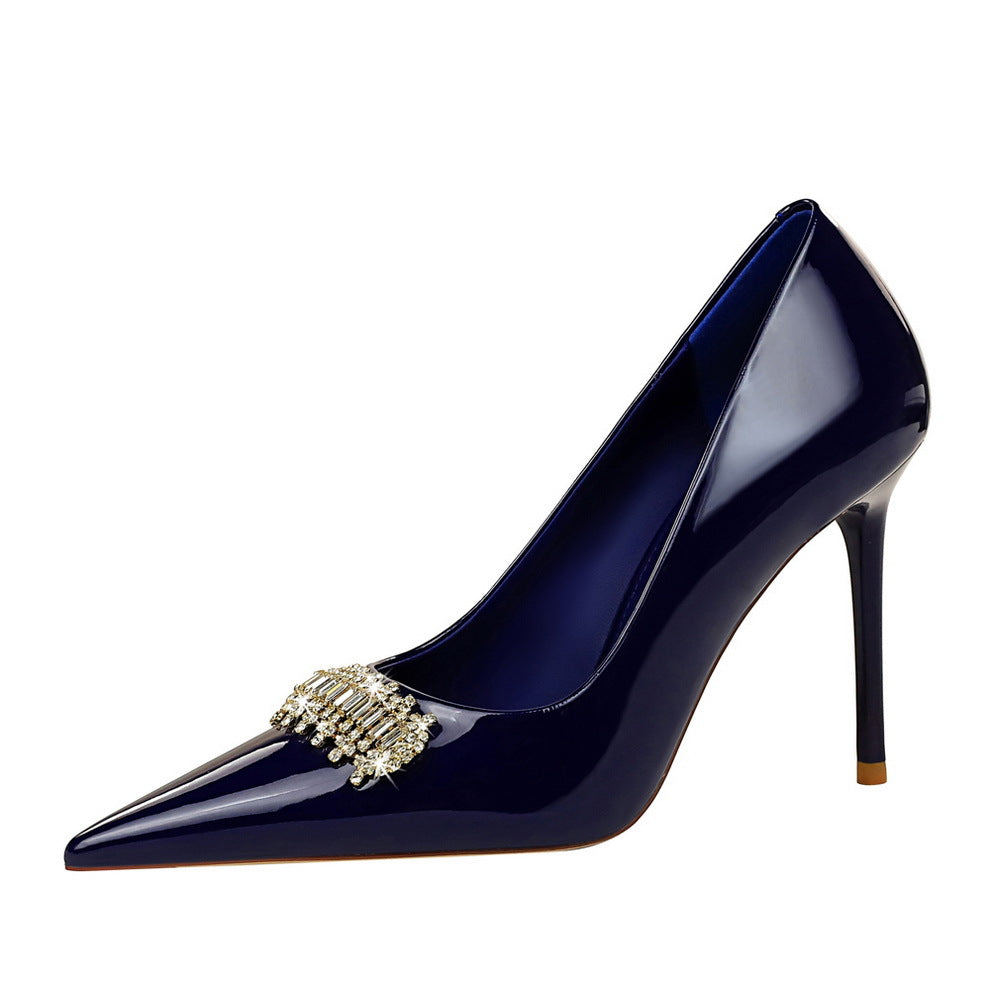 Women's Banquet Super High Patent Low-cut Pointed Women's Fashion Shoes
