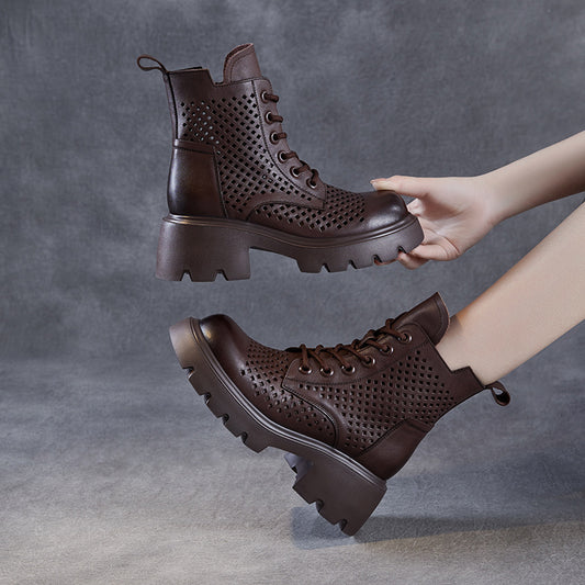 Women's Retro British Style Thick Bottom Thin Hollow Martin Boots