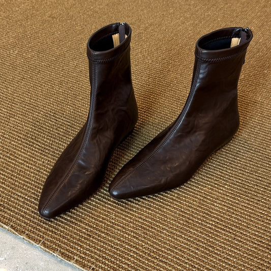 Women's French Style Temperament Korean Wedge Skinny Flat Women's Leather Boots