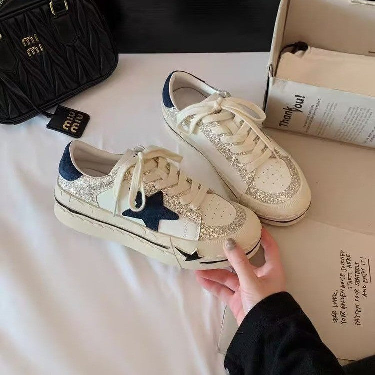Women's Hight Increasing Board White Korean Style Women's Sports Shoes