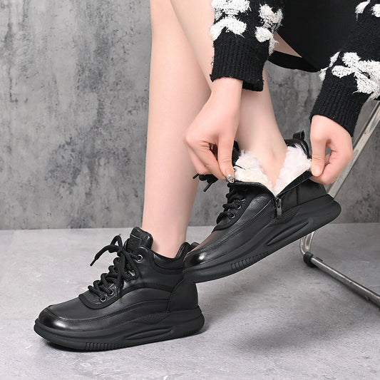 Women's Authentic Clunky Genuine Wool Platform Sports Snow Boots
