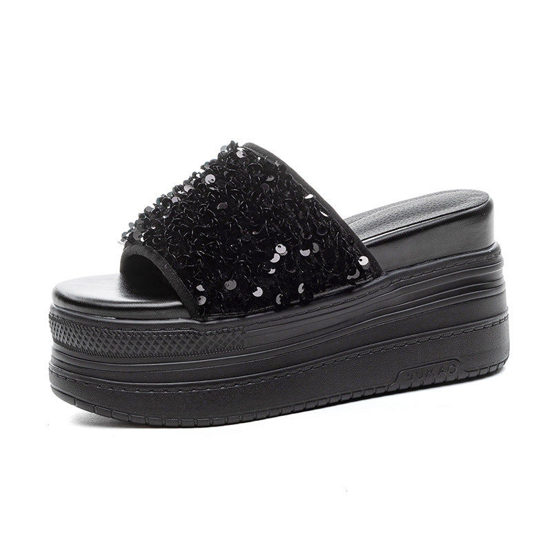 Women's The Bottom Summer Lightweight Fashion Sequined Slippers
